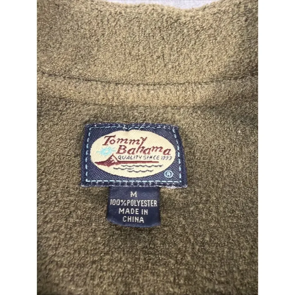 Tommy Bahama Men's M Olive Green Long Sleeve Sweater with 1/4 Zip and Pullover